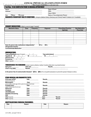Annual Physical Examination Template in PDF