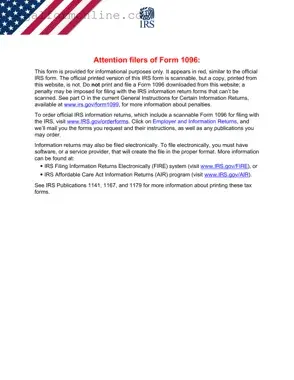 IRS 1096 Template in PDF