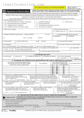 VA 10-2850c Template in PDF