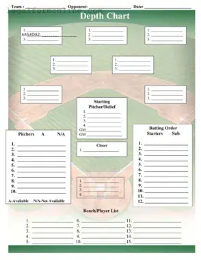 Baseball Field Lineup Template in PDF