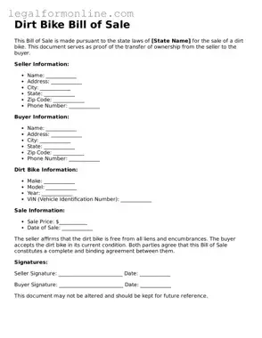 Attorney-Approved Dirt Bike Bill of Sale Template