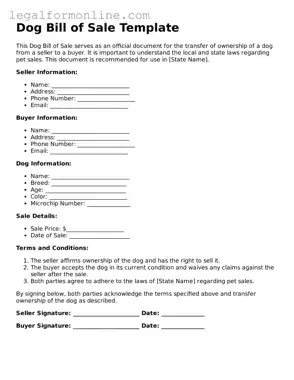 Attorney-Approved Dog Bill of Sale Template