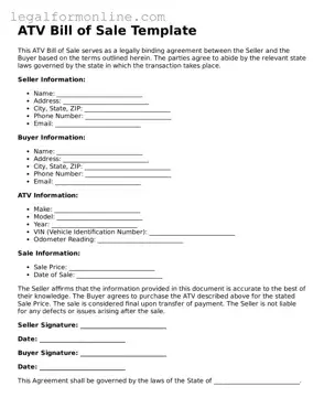 Attorney-Approved ATV Bill of Sale Template