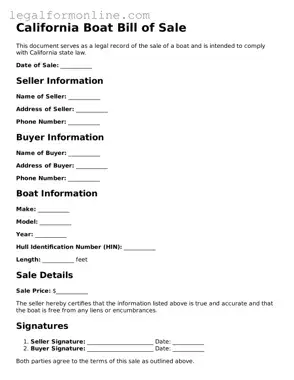  Boat Bill of Sale Form for California