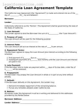  Loan Agreement Form for California