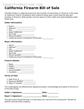  Firearm Bill of Sale Form for California