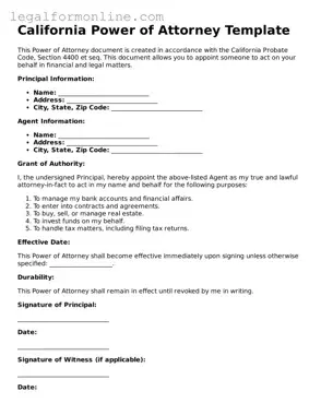  Power of Attorney Form for California