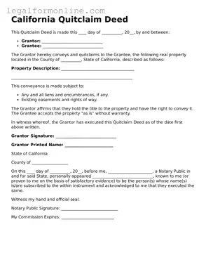  Quitclaim Deed Form for California