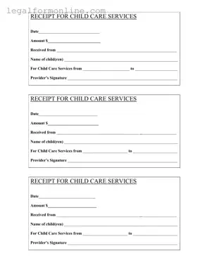 Childcare Receipt Template in PDF