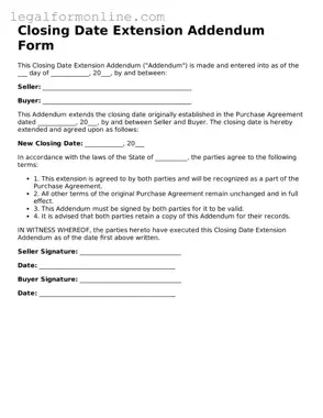 Attorney-Approved Closing Date Extension Addendum Form Template