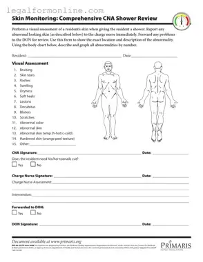 Cna Shower Sheets Template in PDF