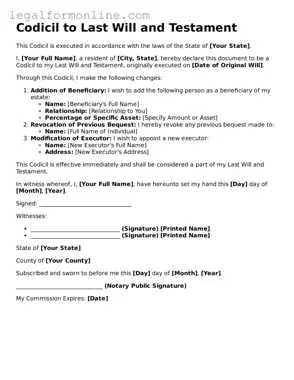 Attorney-Approved Codicil to Will Template