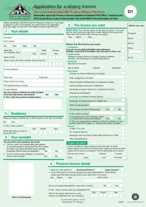 D1 Dvla Template in PDF