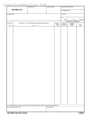 Dd 1750 Template in PDF