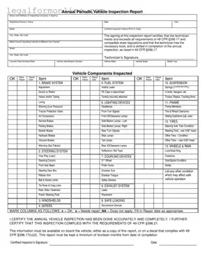 Dot Vehicle Inspection Template in PDF