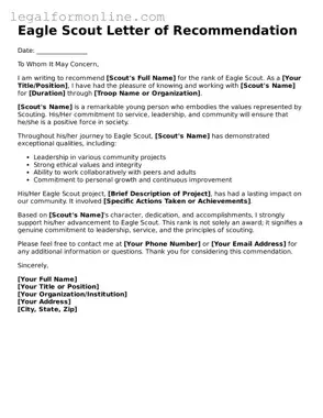 Attorney-Approved Eagle Scout Letter of Recommendation Template
