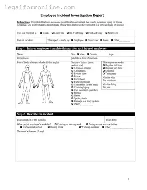 Employee Accident Report Template in PDF