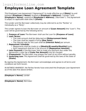 Attorney-Approved Employee Loan Agreement Template