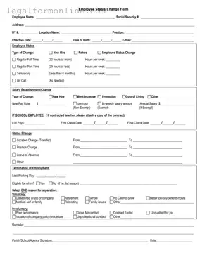 Employee Status Change Template in PDF