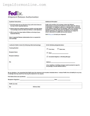 Fedex Release Template in PDF