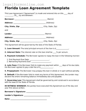  Loan Agreement Form for Florida