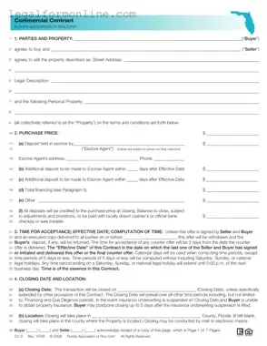 Florida Commercial Contract Template in PDF
