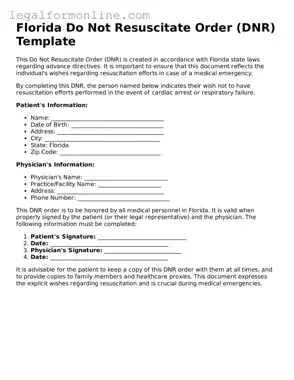  Do Not Resuscitate Order Form for Florida
