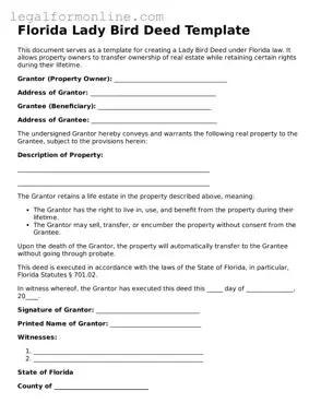  Lady Bird Deed Form for Florida