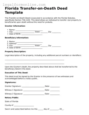  Transfer-on-Death Deed Form for Florida