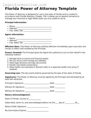  Power of Attorney Form for Florida
