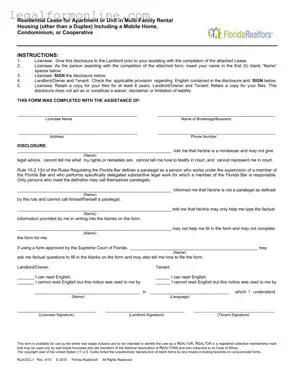 Florida Realtors Residential Lease Template in PDF