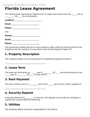  Lease Agreement Form for Florida