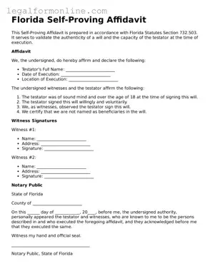  Self-Proving Affidavit Form for Florida