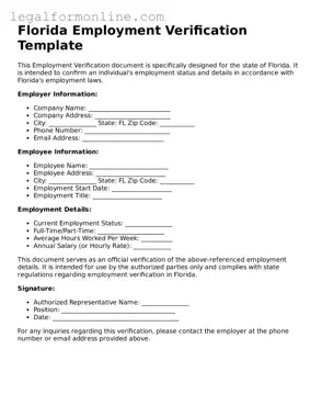  Employment Verification Form for Florida