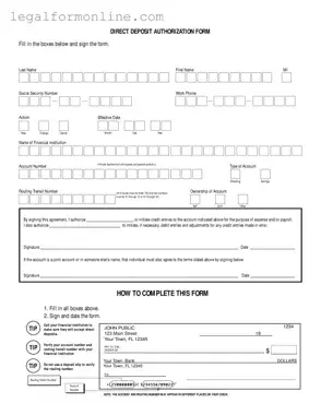 Generic Direct Deposit Template in PDF