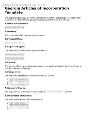  Articles of Incorporation Form for Georgia
