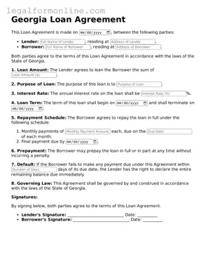  Loan Agreement Form for Georgia