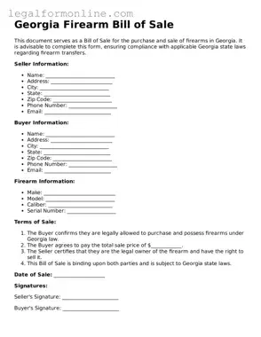  Firearm Bill of Sale Form for Georgia