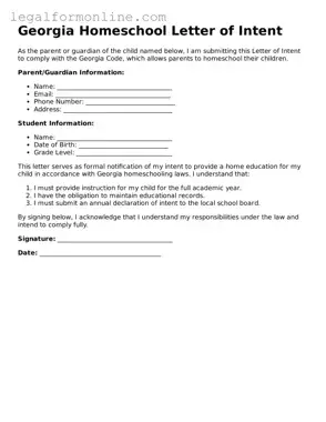 Homeschool Letter of Intent Form for Georgia