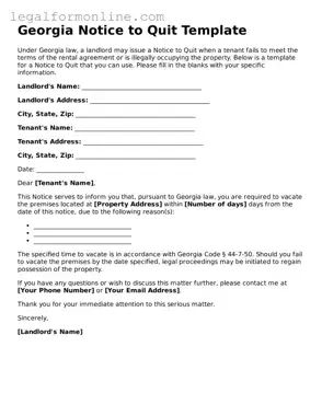  Notice to Quit Form for Georgia