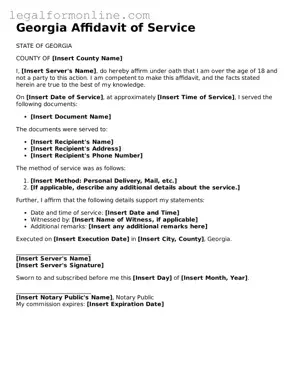  Affidavit of Service Form for Georgia