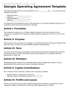  Operating Agreement Form for Georgia