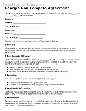  Non-compete Agreement Form for Georgia