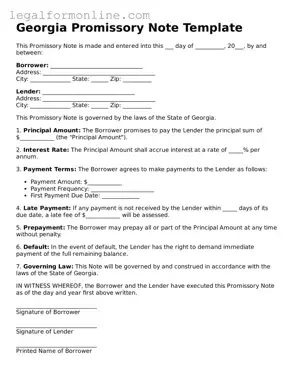  Promissory Note Form for Georgia