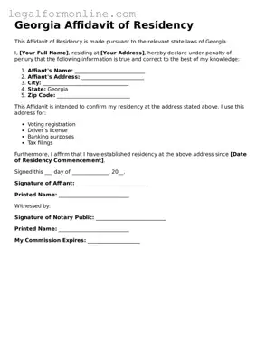  Affidavit of Residency Form for Georgia