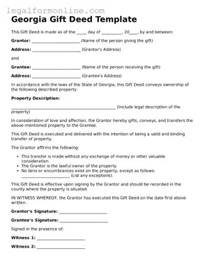  Gift Deed Form for Georgia