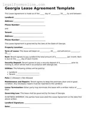  Lease Agreement Form for Georgia