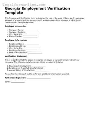  Employment Verification Form for Georgia