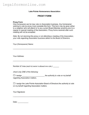 Homeowners Association Proxy Template in PDF