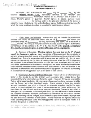 Horse Training Contract Template in PDF